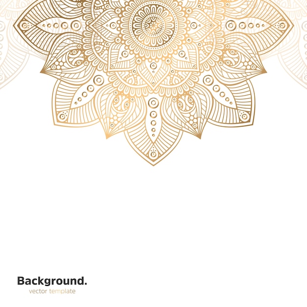 Lujo diseño de mandala ornamental fondo en color oro