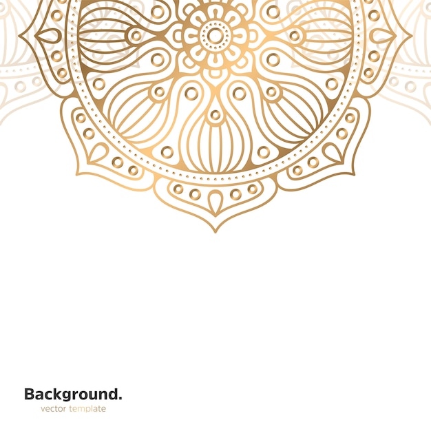Lujo diseño de mandala ornamental fondo en color oro
