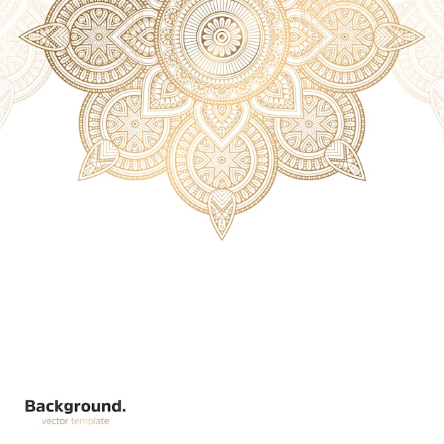Lujo diseño de mandala ornamental fondo en color oro