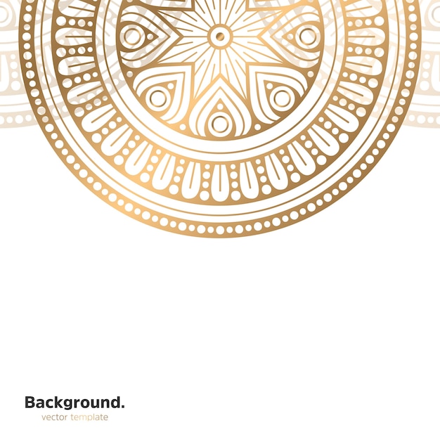Lujo diseño de mandala ornamental fondo en color oro