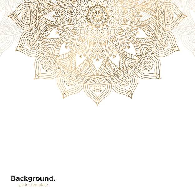 Lujo diseño de mandala ornamental fondo en color oro