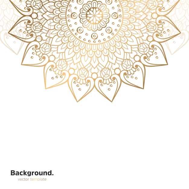 Lujo diseño de mandala ornamental fondo en color oro
