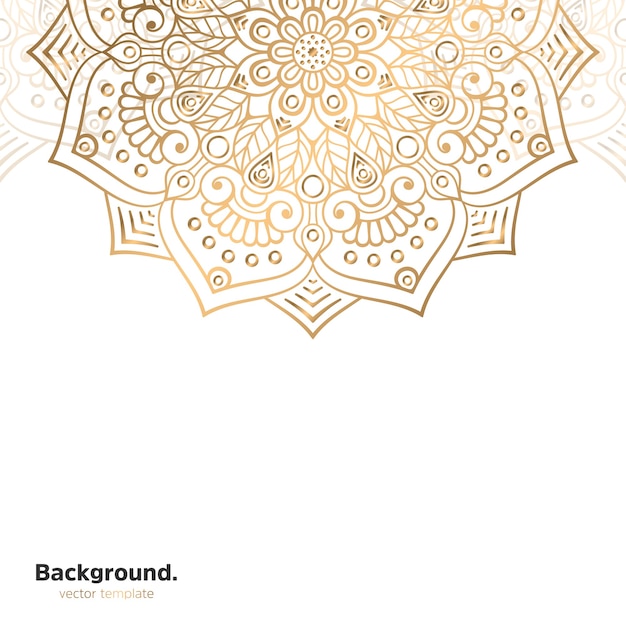 Lujo diseño de mandala ornamental fondo en color oro