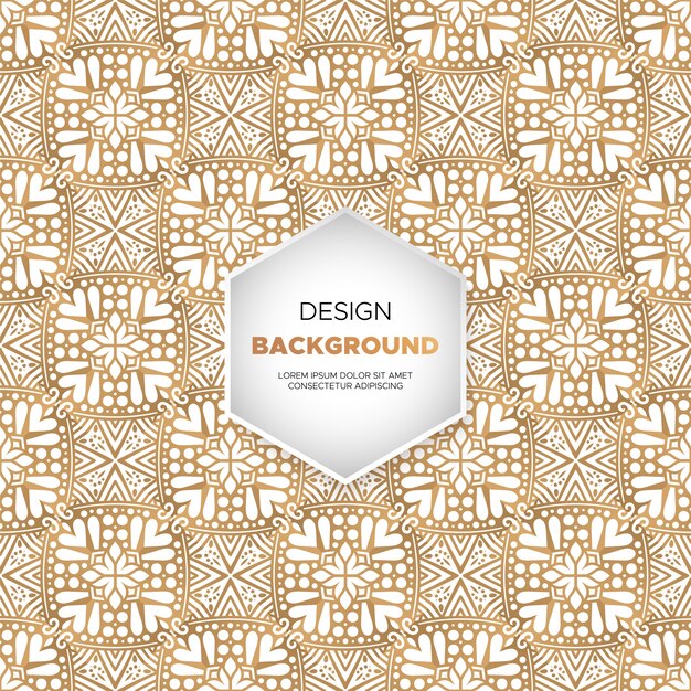 Lujo diseño de mandala ornamental fondo en color oro