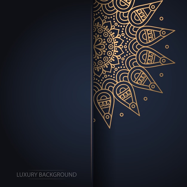 Lujo diseño de mandala ornamental fondo en color oro