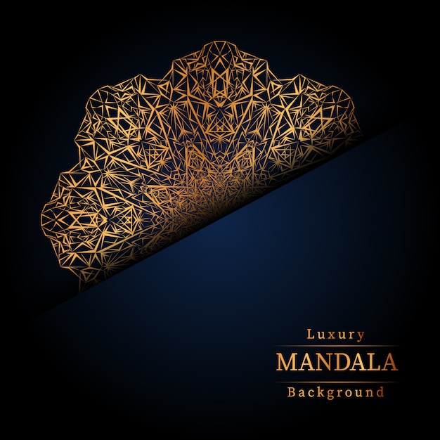 Lujo diseño de mandala ornamental fondo en color oro