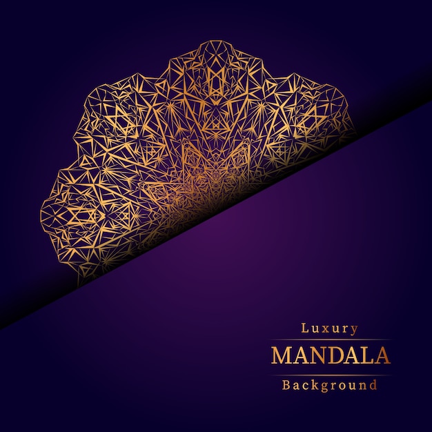 Lujo diseño de mandala ornamental fondo en color oro