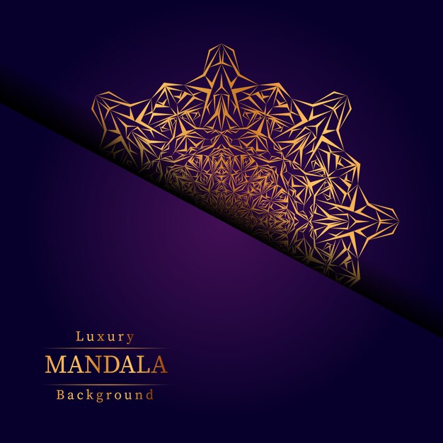 Lujo diseño de mandala ornamental fondo en color oro