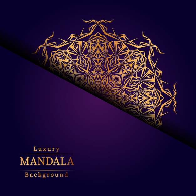 Lujo diseño de mandala ornamental fondo en color oro
