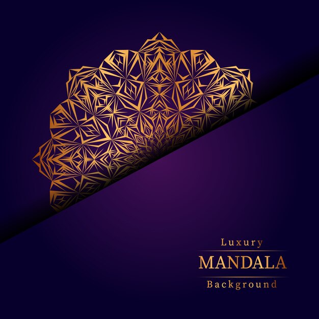 Lujo diseño de mandala ornamental fondo en color oro