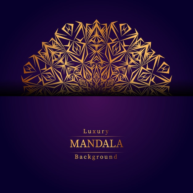 Lujo diseño de mandala ornamental fondo en color oro