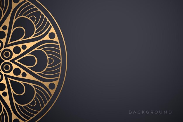 Lujo diseño de mandala ornamental fondo en color oro
