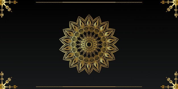 Lujo diseño de mandala ornamental fondo en color oro