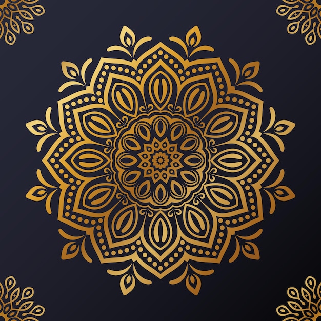 Lujo diseño de mandala ornamental fondo en color oro