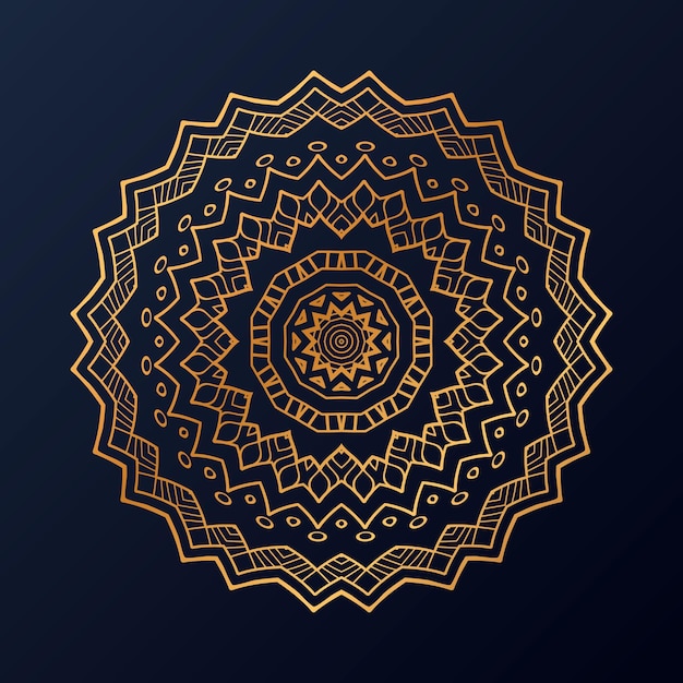 Lujo diseño de mandala ornamental fondo en color oro