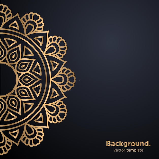 Lujo diseño de mandala ornamental fondo en color oro