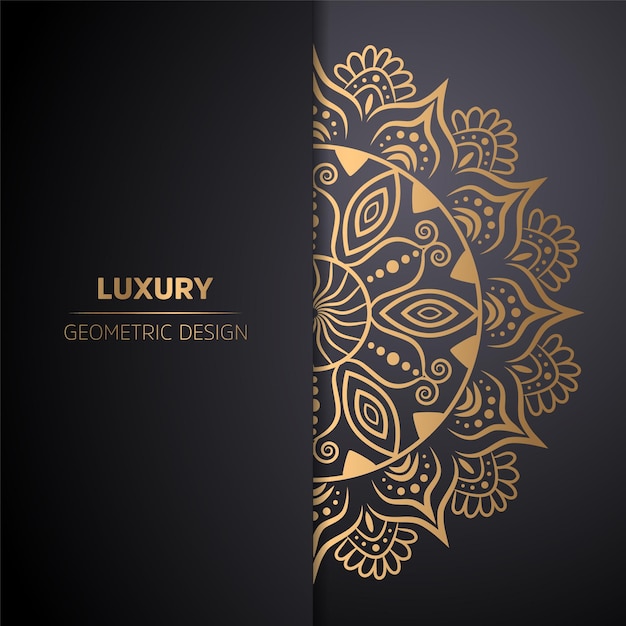Lujo diseño de mandala ornamental fondo en color oro