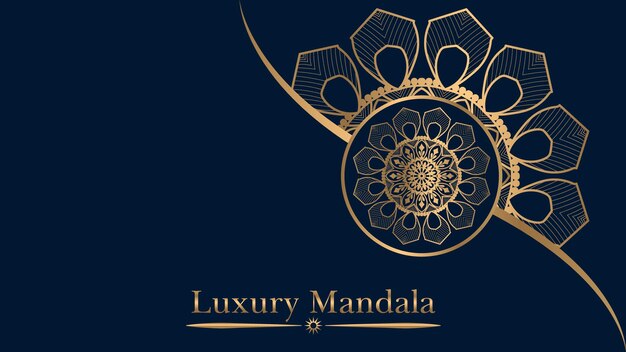 Lujo diseño de mandala ornamental fondo en color oro