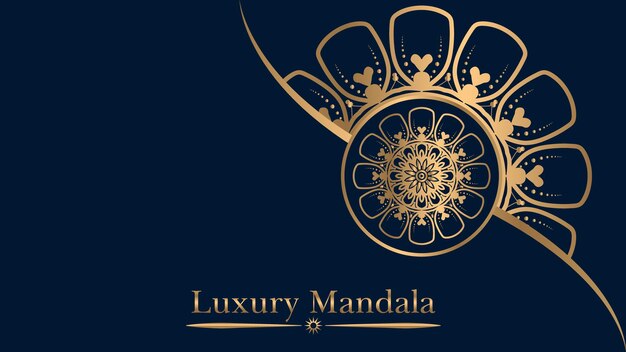 Lujo diseño de mandala ornamental fondo en color oro