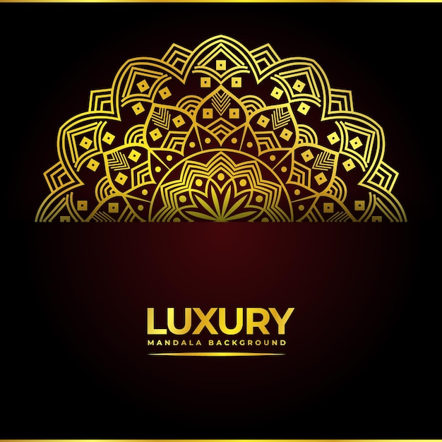 Lujo diseño de mandala ornamental fondo en color oro