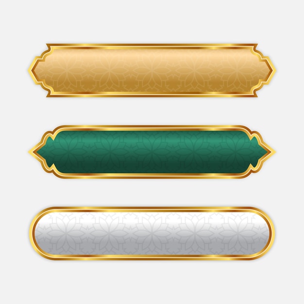 lujo dorado colorido arco árabe islámico cuadro de texto título marco diseño de conjunto de borde para ramadán eid