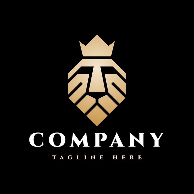 lujo y elegante diseño del logotipo de la corona del rey león real