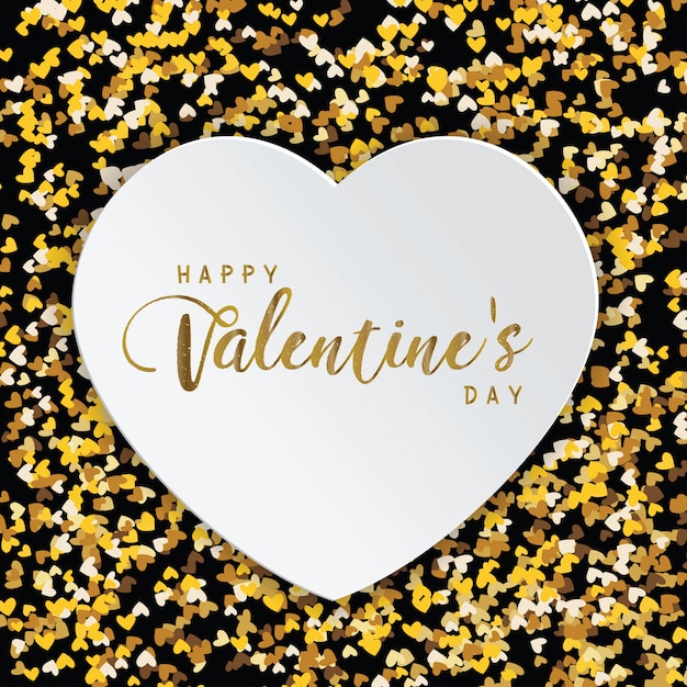 Vector lujo elegante feliz día de san valentín glitter corazón de oro