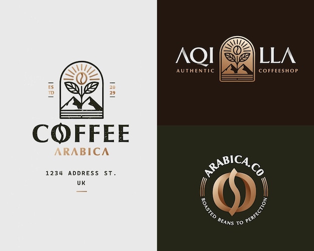 Lujo elegante oro café tostado audaz monolina plantilla de logotipo para negocios
