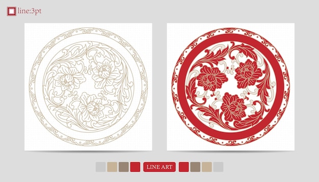 Lujo festivo chino oriental cultura tradicional decoración clásica de primera calidad arte de línea de oro rojo