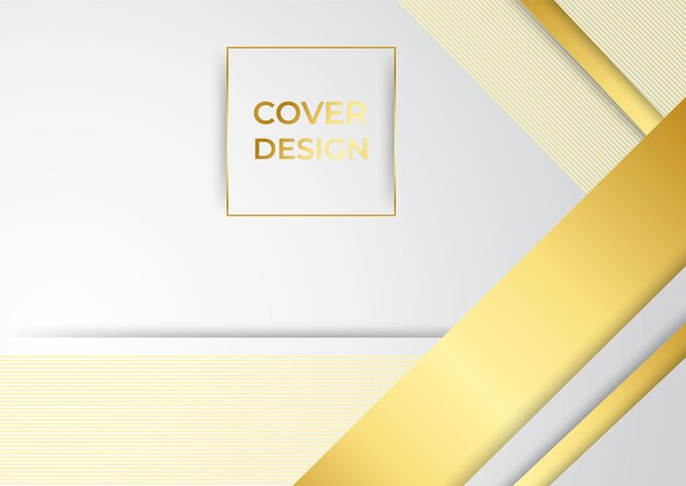Lujo de fondo abstracto blanco con estilo de corte de papel 3d de línea oro. Ilustración de vector sobre concepto moderno de diseño