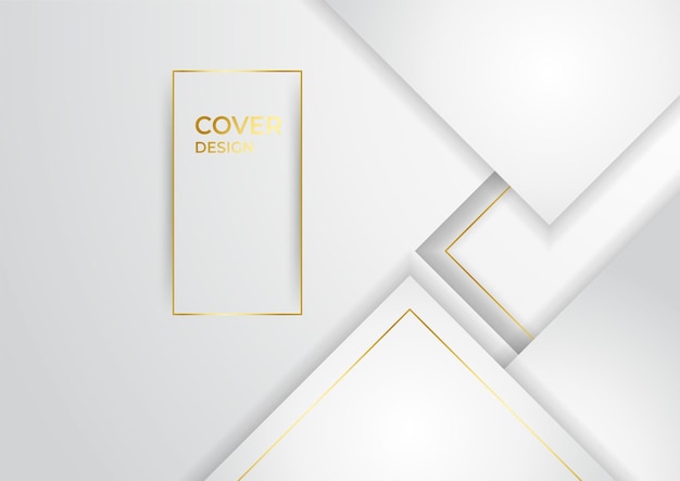 Lujo de fondo abstracto blanco con estilo de corte de papel 3d de línea oro. Ilustración de vector sobre concepto moderno de diseño