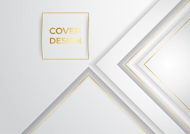 Lujo de fondo abstracto blanco con estilo de corte de papel 3d de línea oro. Ilustración de vector sobre concepto moderno de diseño
