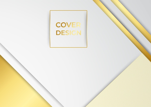 Lujo de fondo abstracto blanco con estilo de corte de papel 3d de línea oro. Ilustración de vector sobre concepto moderno de diseño
