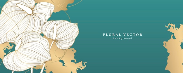 Lujo fondo floral turquesa con flores blancas de calla y salpicaduras de oro