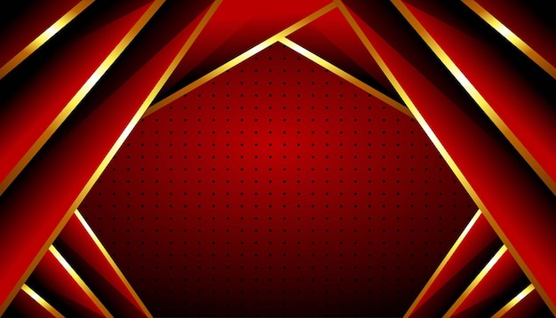 Lujo de fondo geométrico rojo oscuro y dorado