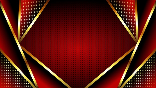Lujo de fondo geométrico rojo oscuro y dorado