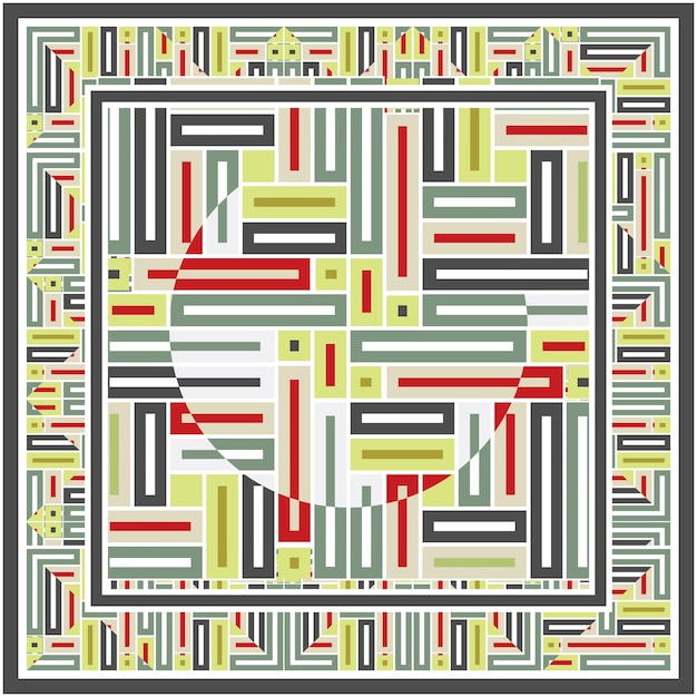 Lujo hermosa forma geométrica abstracta bandana diseño bufanda base retro impresión objeto colorido