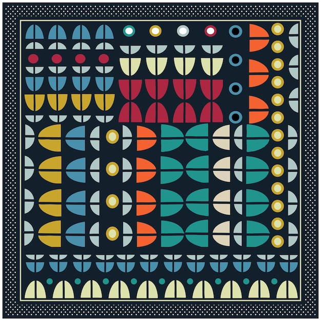 Lujo hermosa forma geométrica abstracta bandanna diseño de base retro formato de archivo de impresión vectorial