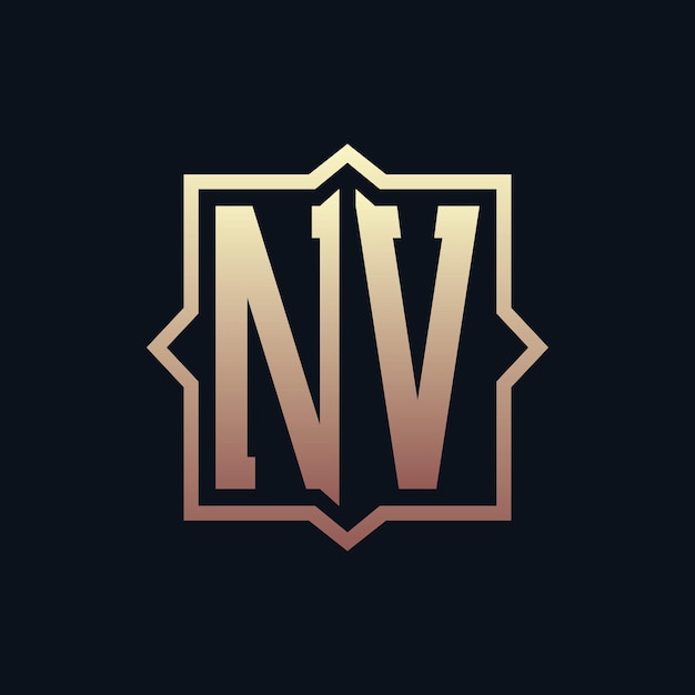 Lujo Inicial NV Monograma Diseño del logotipo Emblema elegante Letra NV Diseño del Logotipo para negocios e identidad corporativa