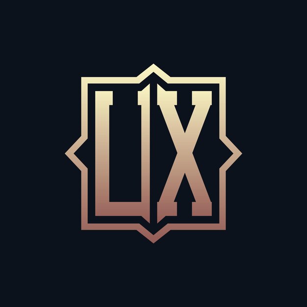 Lujo Inicial UX Monograma Diseño de logotipo Emblema elegante Letra Diseño de Logotipo UX para negocios e identidad corporativa