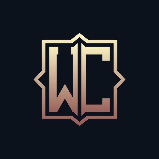 Lujo Inicial WC Monograma Diseño de logotipo Emblema elegante Letra WC Diseño de Logotipo para negocios e identidad corporativa