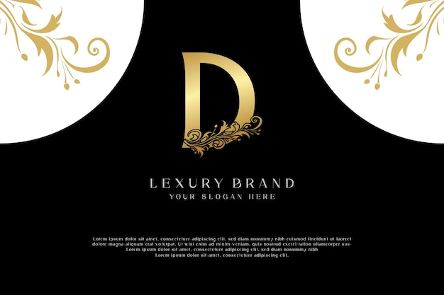 lujo letra d nombre dorado inicial diseño de logotipo moderno