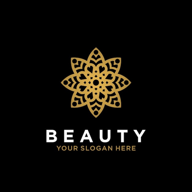 Lujo mandala línea diseño arte belleza oro flor abstracto vector logo