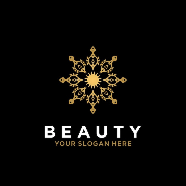 Lujo mandala línea diseño arte belleza oro flor abstracto vector logo