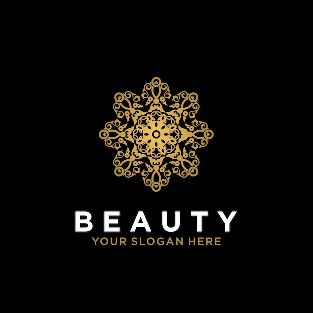 Lujo mandala línea diseño arte belleza oro flor abstracto vector logo
