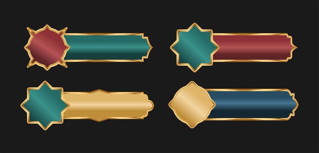 lujo de oro árabe islámico cuadro de texto título marco de borde conjunto con ilustración ornamental