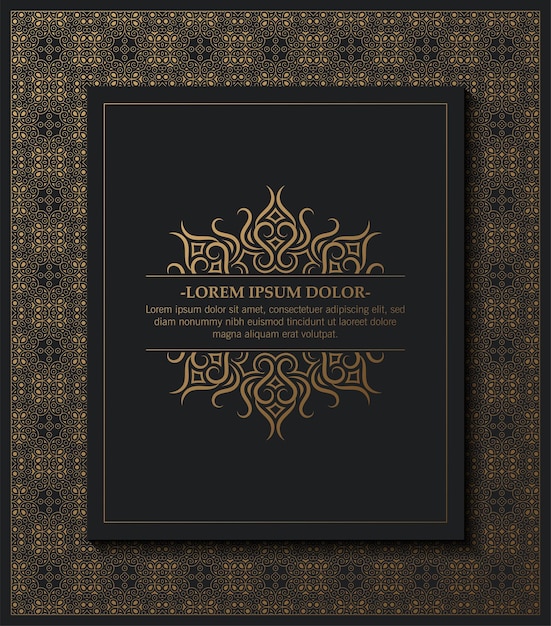 Lujo de oro oscuro caligrafía ornamento marco diseño de línea