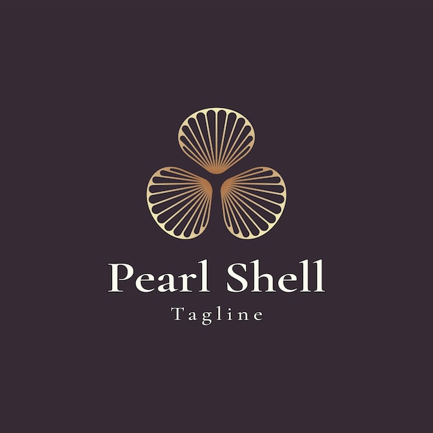 lujosa y elegante plantilla de logotipo de concha de perla de color dorado
