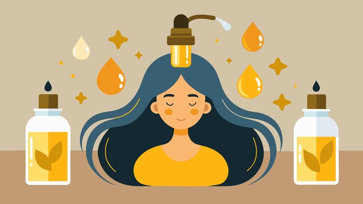 Vector una lujosa mezcla de aceites y sueros se peina suavemente a través de su cabello añadiendo brillo instantáneo y