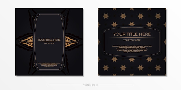 Lujosa plantilla de tarjeta de invitación negra con adorno abstracto vintage Elementos vectoriales elegantes y clásicos listos para impresión y tipografía